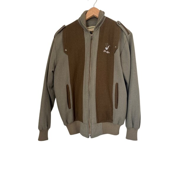 Vtg. Men's Sing Yi Two-Tone Brown & Olive Jacket Sherpa Bomber Jacket Sz XL - Picture 1 of 7